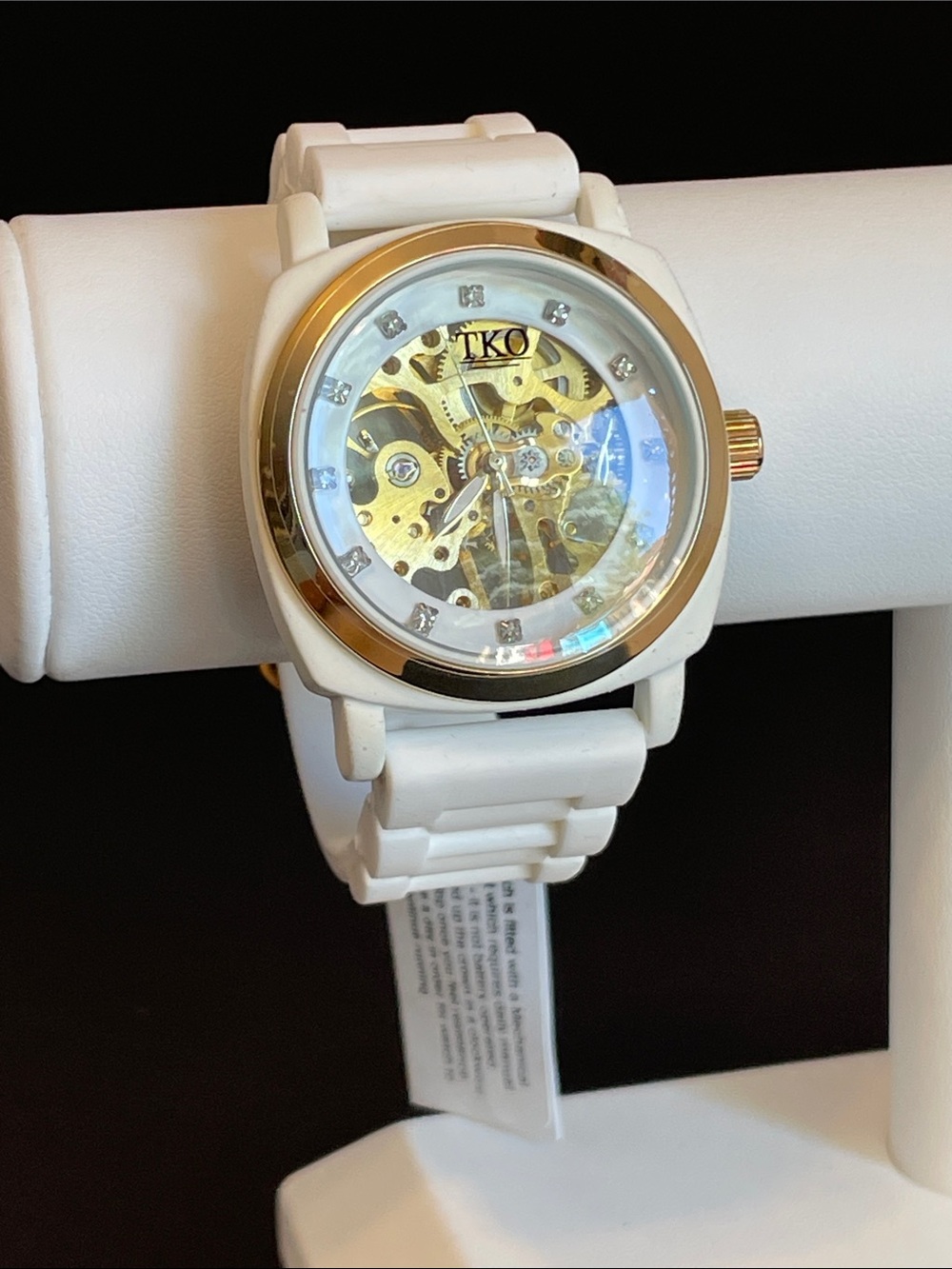TKO Orlogi White And Gold Skeleton Dial Watch W/Silicone Strap/Gender Neutral
